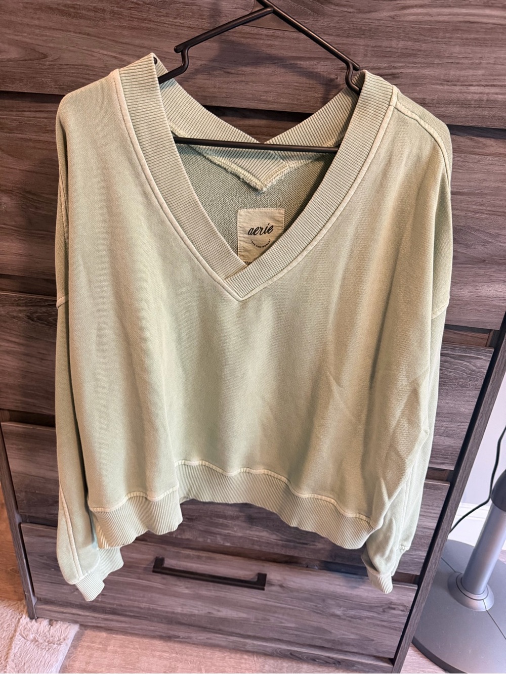 aerie V-Neck Sweater in Sage